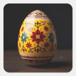 Paas eitje met gele wandtapijt vierkante sticker