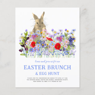 Paas eitjes jagen Brunch Lieve konijn Bloemen Budg Flyer