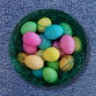 Paas eitjes nest foto ronde button 5,7 cm
