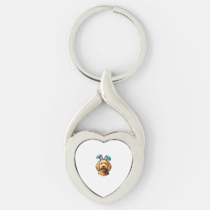 Paas Goldendoodle Hond met Konijnenoren, Pasen Sleutelhanger