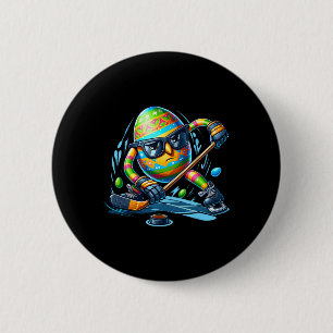 Paas Hockey Speler Eieren Ei Konijn Konijnen Manne Ronde Button 5,7 Cm