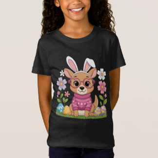 Paas Kangoeroe Eierjacht Ontwerp met Bloemen T-shirt