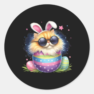 Paas Kat Met Konijnenoren Pasen Dag Eieren Jagen  Ronde Sticker