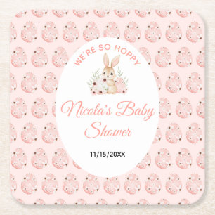 Paas Konijn Baby Shower Vierkante Kartonnen Onderzetter