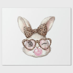 Paas Konijn Cute Bril Luipaard Konijn Konijn Eenvo Cadeaupapier