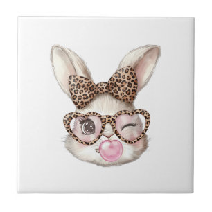 Paas Konijn Cute Bril Luipaard Konijn Konijn Eenvo Tegeltje