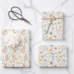 Paas Konijn Eieren Bloemen Inpakpapier Vel