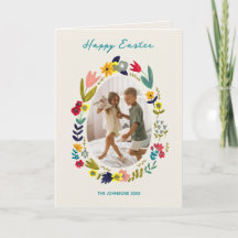 Paas Konijn Familie Foto Lente Groet met Bloemen