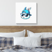 Paas Konijn Gezicht Honkbalpet Zonnebril Konijn B Canvas Afdruk (Insitu (Slaapkamer))