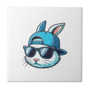 Paas Konijn Gezicht Honkbalpet Zonnebril Konijn B Tegeltje