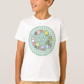 Paas Konijn Kuiken Eieren Groen Gingham T-shirt (Voorkant)