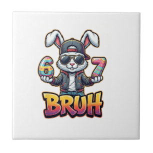 Paas Konijn Meme Bruh Grappig 6 7 Paaseieren Desi Tegeltje