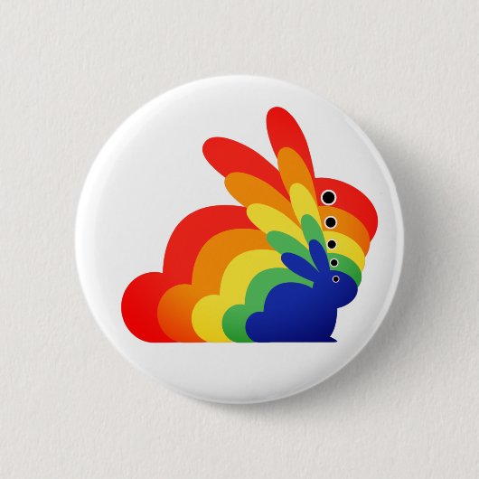 Paas Konijn met Regenboog - Pasen Ronde Button 5,7 Cm (Voorkant)