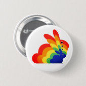 Paas Konijn met Regenboog - Pasen Ronde Button 5,7 Cm (Voorkant /achterkant)