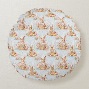 Paas Konijn Naadloos Stof – Pastel Cute Konijn Rond Kussen