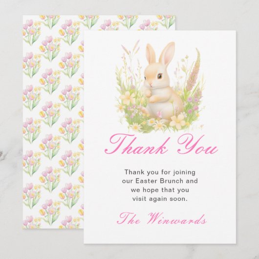 Paas Konijn Pasen Brunch Bedankkaart (Voorkant / Achterkant)