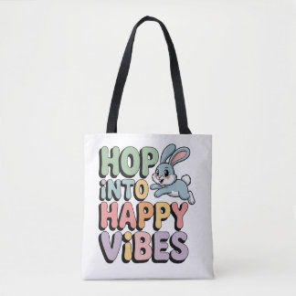 Paas Konijn Tote Zak Gelukkig Met Positieve Vibes Draagtas