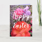 Paas Konijn Tuin Rood Roze Roos Lente bloem Kaart (Voorkant)