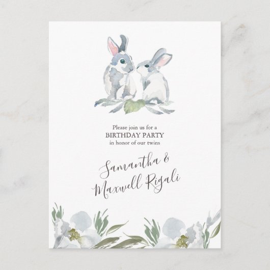 Paas Konijn Verjaardag Uitnodiging Briefkaart (Voorkant)