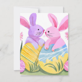Paas Konijnen | Pastel Waterverf Feestdagenkaart