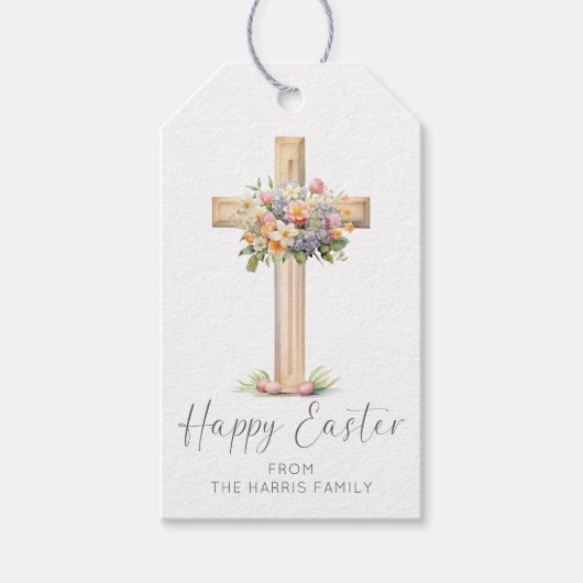 Paas Kruis Bloemstuk Cadeaulabel (Voorkant)