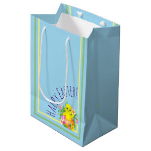 Paas Kuiken Met Bloemen Medium Cadeauzakje