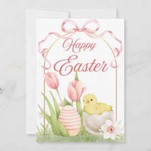 Paas Kuiken & Tulpen Vlakke Vakantietkaart Feestdagenkaart