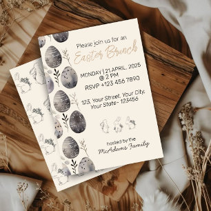 Paas Lentewaterverf Ei Brunch—Pastelkleurige Feest Kaart