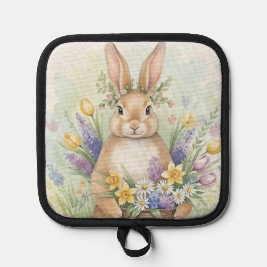 Paas leuk konijn bloem pot holder pannenlap (Voorkant)