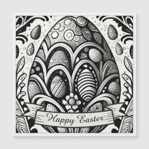 Paas Motief Z/W Cartoon met Paaseieren 10756