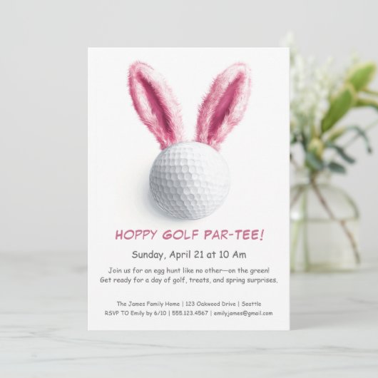 Paas Par-T-SHIRT Golfuitnodiging Kaart (Staand voorkant)