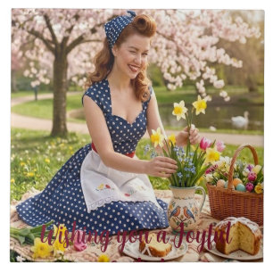 Paas Picknick Retro Stijl: Keramiek Tegel Tegeltje