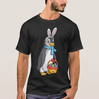 Paas Pinguïn Konijn Eieren Mand Schattig T-shirt