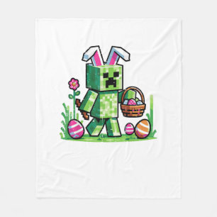 Paas Pixel Gaming Bunny Ei Jacht Jongens Kinderen  Fleece Deken
