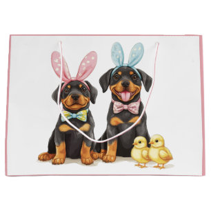 Paas Rottweiler Honden Bunny Ears Groot Cadeauzakje