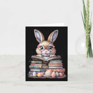 Paas Schattige Lezen Bunny Gles Boekenworm Lezen Kaart