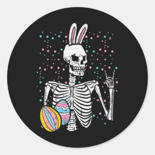 Paas Skelet Konijn Rots Hand Rocker Jongens Kinder Ronde Sticker