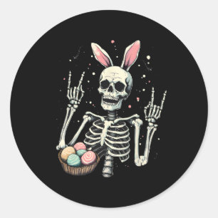 Paas Skelet Konijn Rots Hand Rocker Jongens Kinder Ronde Sticker