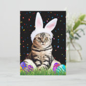 Paas Tabby Kat Feestdagenkaart (Staand voorkant)