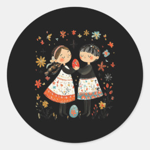 Paas Tweeling - Paasei Volkskunst Ronde Sticker