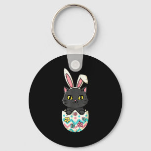 Paas zwarte kat in ei schattig poes meisjes kinder sleutelhanger