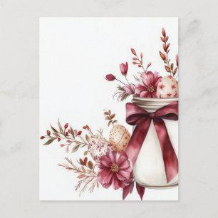 Paasansichtkaart met Paaseieren en Bloemen Briefkaart