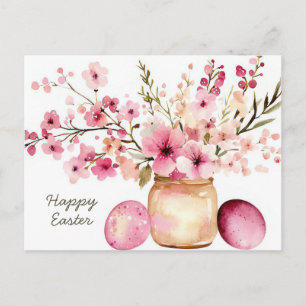 Paasansichtkaart met Paaseieren en Bloemen Briefkaart