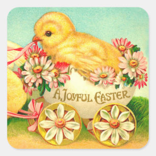 paasbakstenen voor het vervoer van houtbloemen vierkante sticker