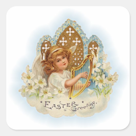  paasbegroetingen Angel Vierkante Sticker (Voorkant)