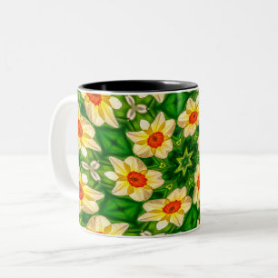 Paasbel Bloemen Patroon Tweekleurige Koffiemok