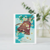  paasbell en Cherry Blossom Briefkaart (Staand voorkant)