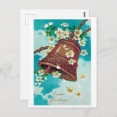  paasbell en Cherry Blossom Briefkaart (Voorkant / Achterkant)