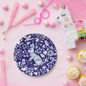 Paasblauw wit konijn, permanent Bunny Delft Papieren Bordje (Feest)