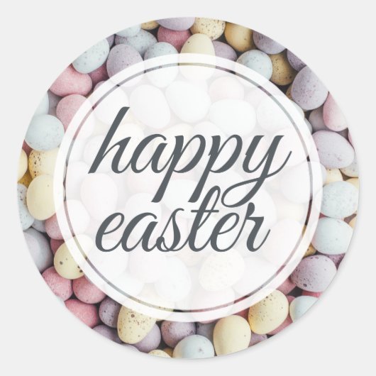 Paasbloem Paasei Fijne Pasen Handgeschreven Letter Ronde Sticker (Voorkant)